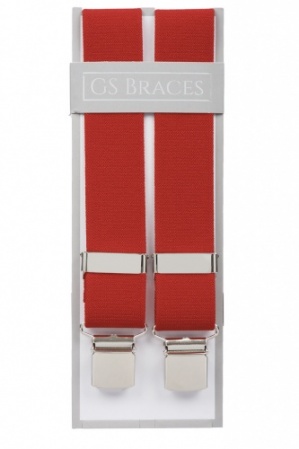 Plain Red Trouser Braces With Large Clips